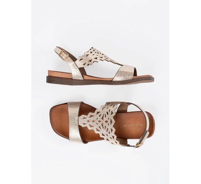 Módní dámské zlaté  sandály bez podpatku