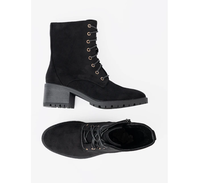 Praktické dámské kotníčkové boty černé platforma Praktické dámské kotníčkové boty černé platforma