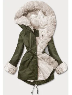 Bunda parka v army barvě s kožešinovou podšívkou model 21246675 - J.STYLE
