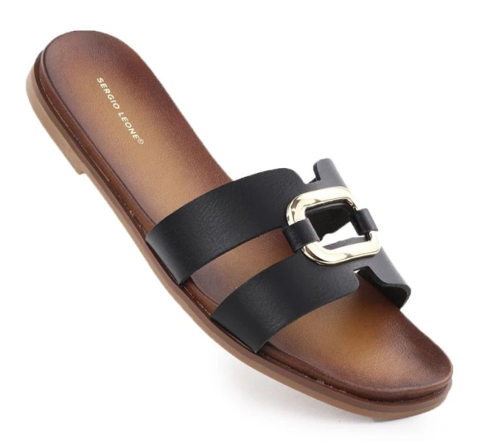 Dámské žabky s ornamentem černé Sergio Leone SK077H Dámské žabky s ornamentem černé Sergio Leone SK077H