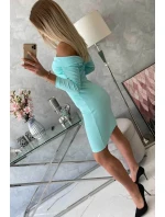 Přiléhavé šaty s véčkovým výstřihem mint Přiléhavé šaty s véčkovým výstřihem mint