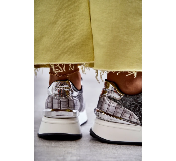 Dámská sportovní obuv na klínku GOE KK2N4083 stříbrne Dámská sportovní obuv na klínku GOE KK2N4083 stříbrne