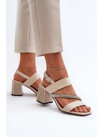 Dámské elegantní sandály na podpatku béžové D&A MR38-549