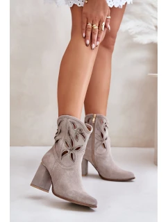 Semišové Prodyšné Botky Na Podpatku Kávové Lewski 3629