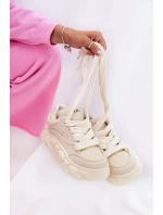 Dámské Kožené Tenisky Na Masivní Platformě GOE RR2N4043 Béžové