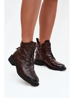 Dámské boty z přírodní kůže vyhřívané model 21712466 čokoládové - Artiker