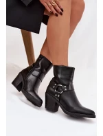 Zateplené dámské kotníkové boty na podpatku s ozdobným černé model 21758914 - Boto Zateplené dámské kotníkové boty na podpatku s ozdobným černé model 21758914 - Boto