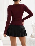 Sweter CS SW model 22559231 bordowy - FPrice Sweter CS SW model 22559231 bordowy - FPrice