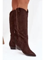 Dámské kovbojky na podpatku – čokoládové model 21837045 - Kesi Dámské kovbojky na podpatku – čokoládové model 21837045 - Kesi