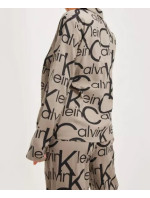 Dámský vrchní díl pyžama QS6848E 5VM béžová/černá - Calvin Klein