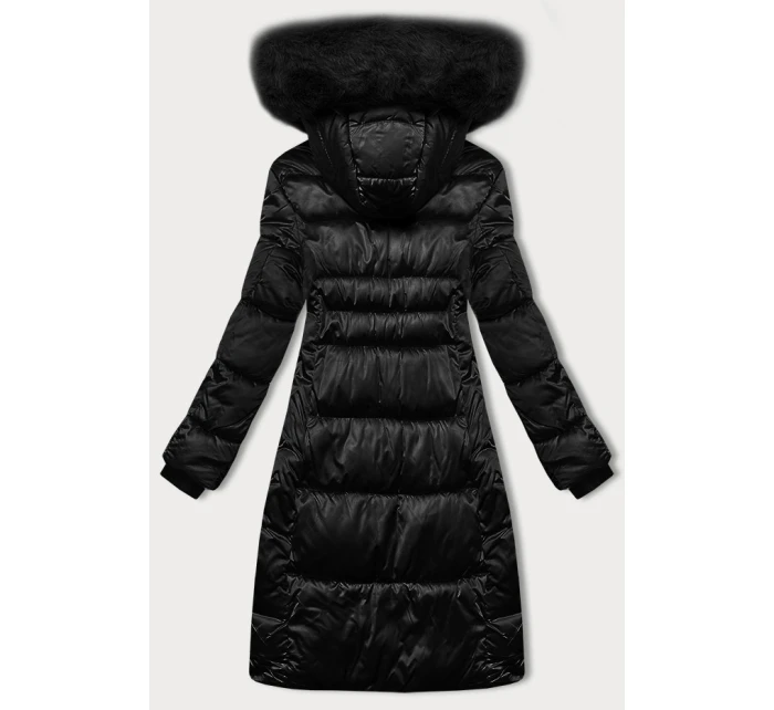 Černá zimní prošívaná plus size bunda s kapucí S'west (B8267-1)