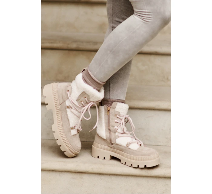 Boty S Kožíškem Typu Beránek Béžové Merilana Boty S Kožíškem Typu Beránek Béžové Merilana