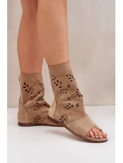 Zazoo Dámské Semišové Sandály S Na Zip Béžové model 21682066 - Boto