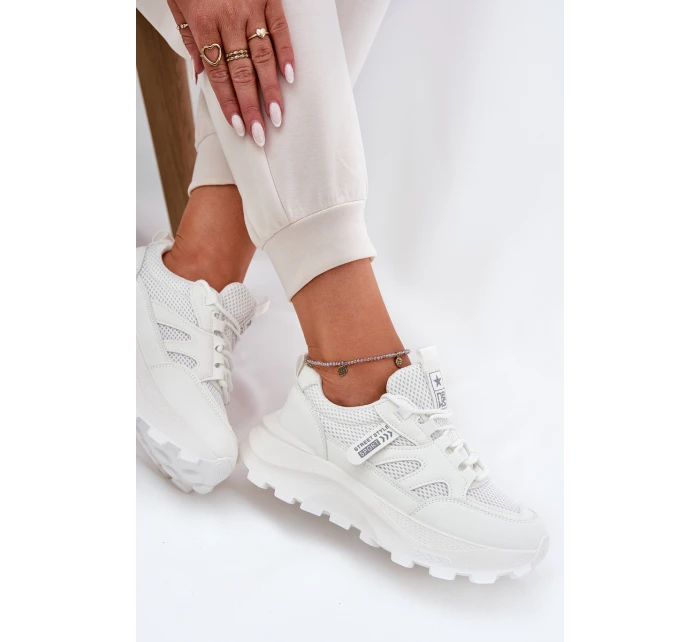 Dámské Sportovní Boty Sneakers Na Tlusté Podešvi Bílé Prononice Dámské Sportovní Boty Sneakers Na Tlusté Podešvi Bílé Prononice