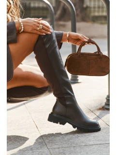 Vklouzávací dámské kozačky z ekokůže čokoládové Sylvina