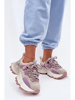 Kožené semišové dámské tenisky model 22095128 fialové - Goe