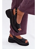 Kožené sandály na platformě Vinceza 66936 Černé