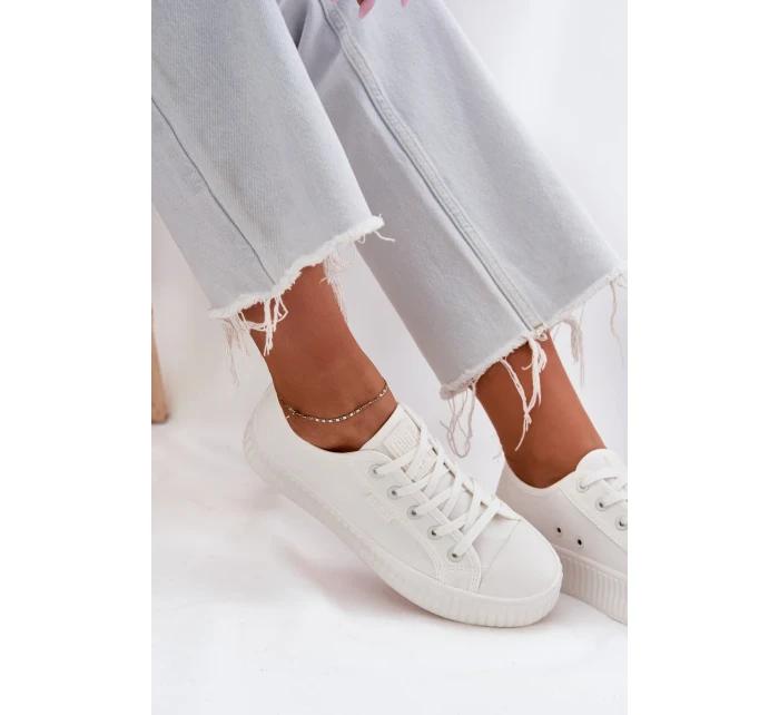 Dámské plátěné tenisky na platformě Big Star – bílé Dámské plátěné tenisky na platformě Big Star – bílé