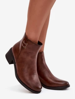 Dámské botky Delmira – hnědé, zateplené, na podpatku typu “klocek”