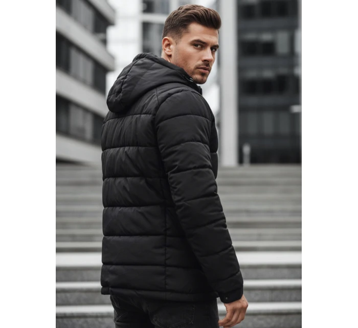 Pánská prošívaná zimní bunda s kapucí černá FashionStreet TX4894
