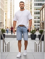 Spodenki męskie jeansowe z paskiem niebieskie model 22152771 - FashionStreet