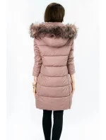 PIKOWANA DAMSKA KURTKA ZIMOWA Z KAPTUREM RÓŻ model 21242060 - Libland