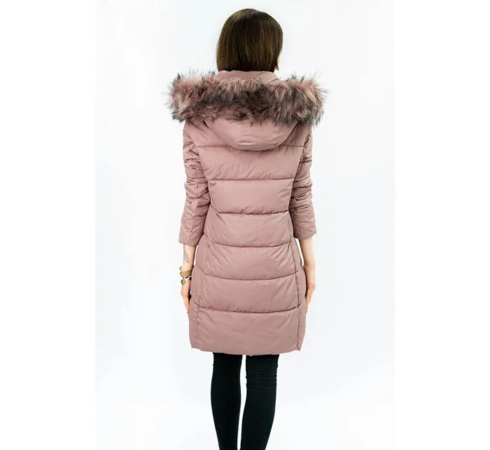 PIKOWANA DAMSKA KURTKA ZIMOWA Z KAPTUREM RÓŻ model 21242060 - Libland