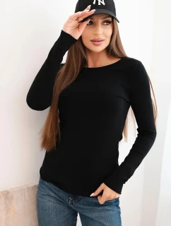 Dámský viskózový svetr s kulatým výstřihem a model 21412206 střihem černý - K-Fashion