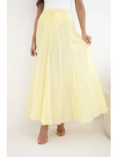 Dámská maxi bavlněná sukně s gumou v pase žlutá