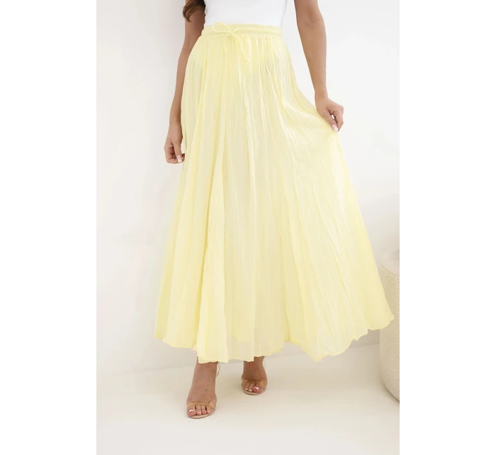Dámská maxi bavlněná sukně s gumou v pase žlutá