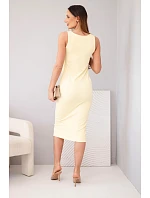 Dámské viskózové žebrované šaty na ramínkách žluté Dámské viskózové žebrované šaty na ramínkách žluté