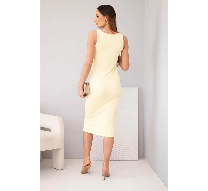 Dámské viskózové žebrované šaty na ramínkách žluté Dámské viskózové žebrované šaty na ramínkách žluté
