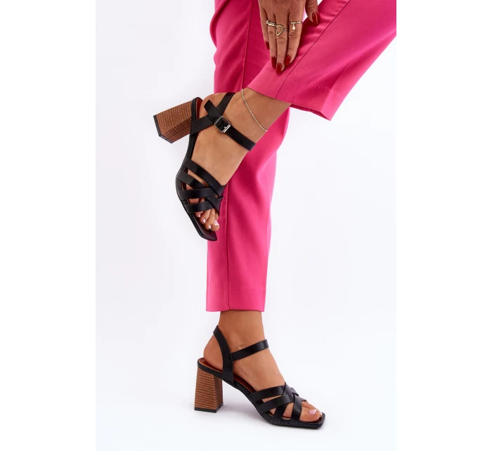 Dámské sandály na podpatku černé model 21650694 - Boto