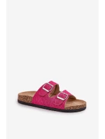 Textilní sandály na korkové podrážce s přezkami fuchsie model 21685385 - Boto