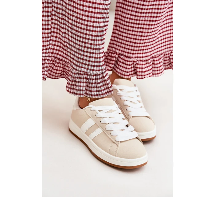 Dámské Sportovní Boty Sneakersy Z Eko Kůže Béžové model 21701259 - Boto