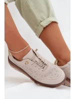 Kožené semišové dámské tenisky s otvory Sergio Leone SP-002 světle hnědé Kožené semišové dámské tenisky s otvory Sergio Leone SP-002 světle hnědé