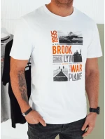 Pánské bílé tričko s potiskem Dstreet RX5451 Pánské bílé tričko s potiskem Dstreet RX5451