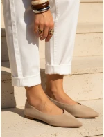 Dámské semišové špičaté baleríny béžové FashionStreet ZY1351