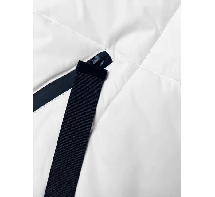 Bílá dlouhá dámská zimní bunda (5M3168-281)