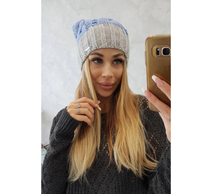 Paris fleecová čepice K212 modrá+šedá