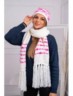 Dámská souprava se šátkem Anika K304 ecru+fuchsia