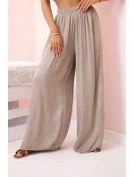 Široké dámské kalhoty s elastickým pasem velbloud