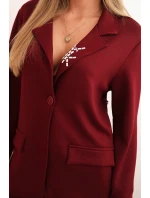 Dámský komplet s viskózou s ozdobami a elastickými kalhotami bordový Dámský komplet s viskózou s ozdobami a elastickými kalhotami bordový