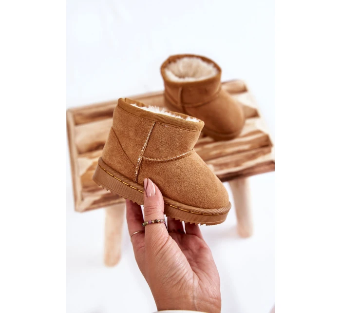 Dětské Teplé Sněhule Semišové Velbloud Gooby Dětské Teplé Sněhule Semišové Velbloud Gooby