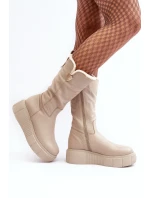 Dámské kožené kozačky se vlnou Zazoo 70121 béžové