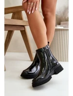 Lakové boty s zipem na kotníku černé Groesta