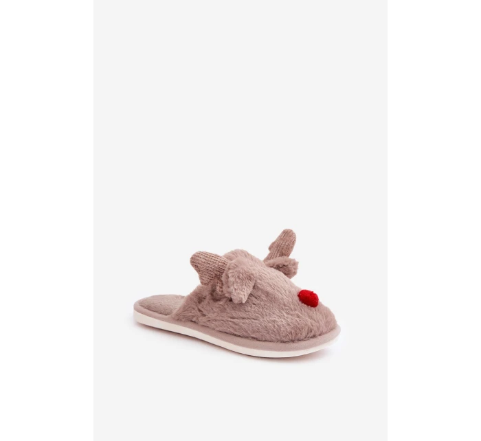 Dámské Hnědé Pantofle S Motivem Sobů Sennalith Dámské Hnědé Pantofle S Motivem Sobů Sennalith