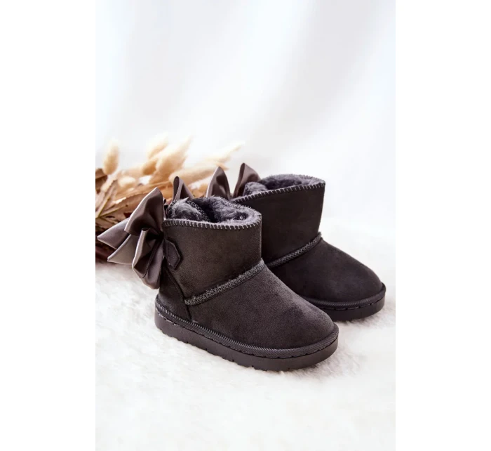 Dětské Teplé Sněhule S mašlí Šedé Snowis