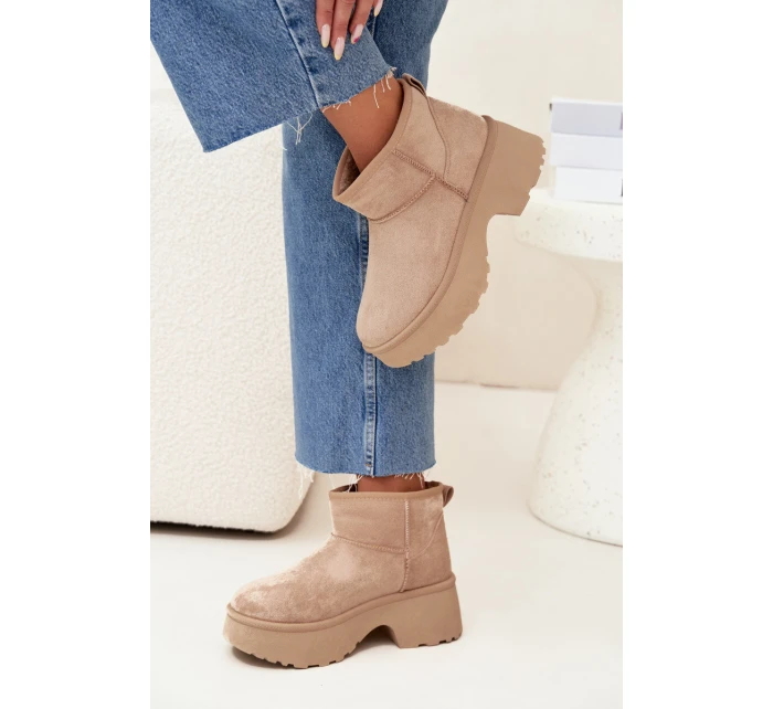 Dámské nízké sněhule Mavelle s kožíškem – khaki Dámské nízké sněhule Mavelle s kožíškem – khaki