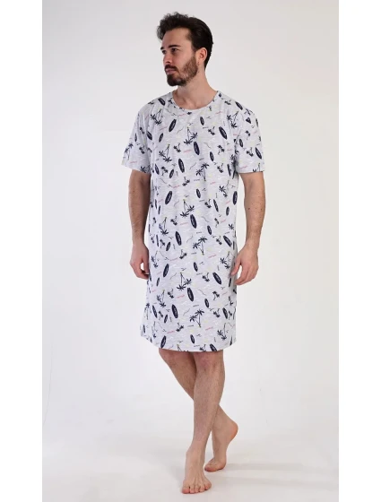 Pánská noční košile Surfing Šedá s potiskem - Vienetta Pánská noční košile Surfing Šedá s potiskem - Vienetta